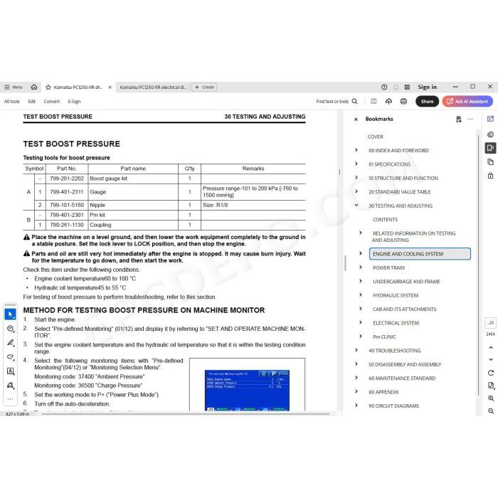 Komatsu Excavator PC1250-11R PC1250SP-11R workshop service manual