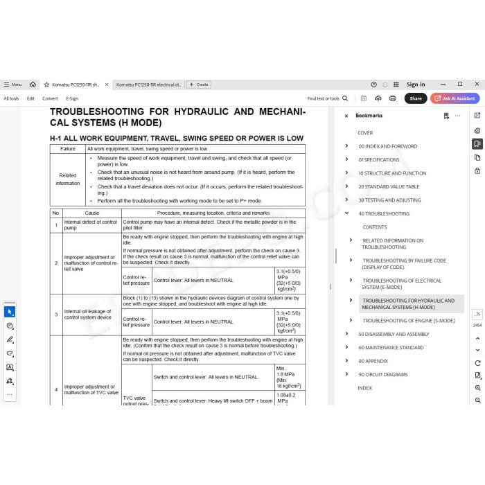 Komatsu Excavator PC1250-11R PC1250SP-11R workshop service manual