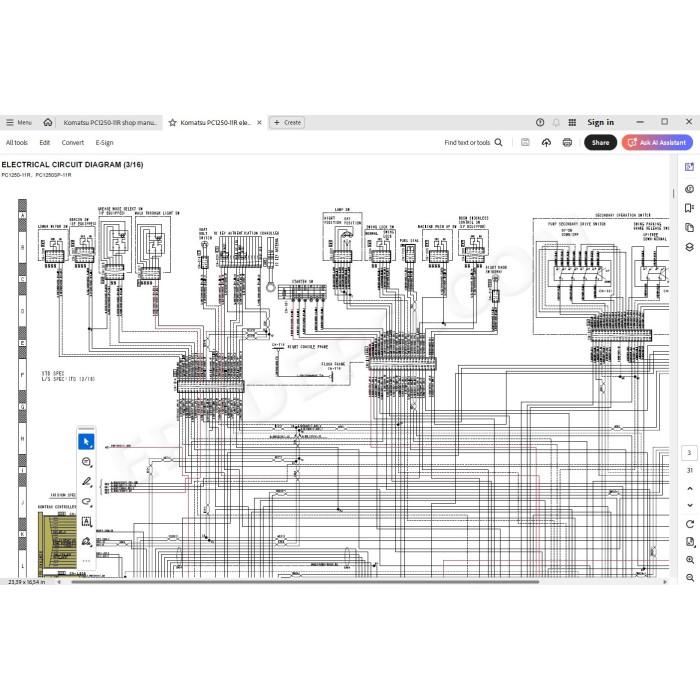 Komatsu Excavator PC1250-11R PC1250SP-11R workshop service manual