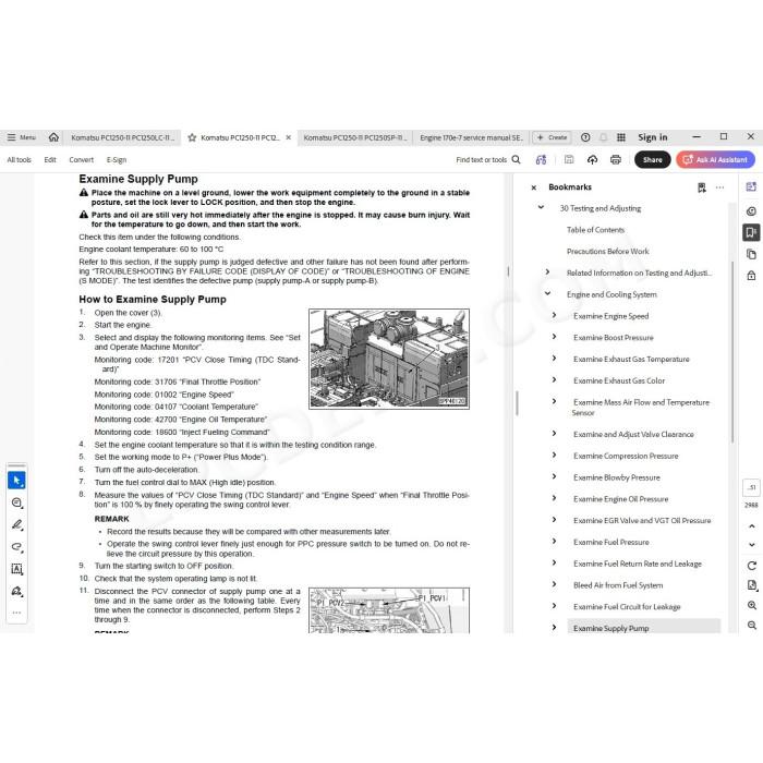 Komatsu Excavator PC1250-11 PC1250LC-11 PC1250SP-11 workshop service manual
