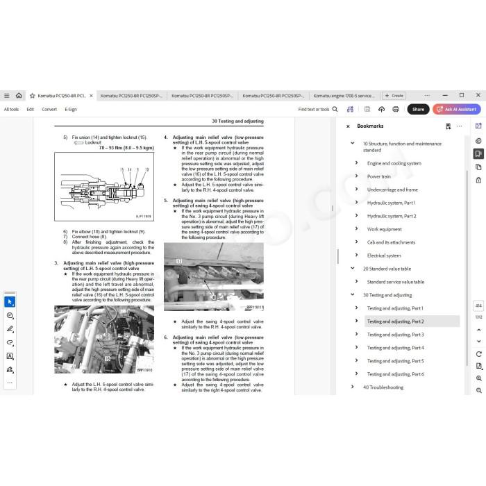 Komatsu Excavator PC1250-8R PC1250SP-8R service & repair manual