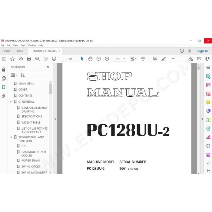 Komatsu Excavator PC128UU-2 service & repair manual