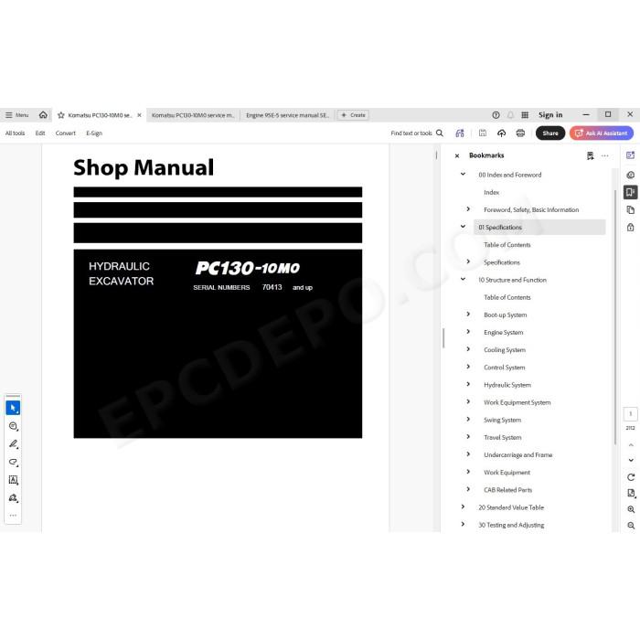 Komatsu Excavator PC130-10M0 service & repair manual