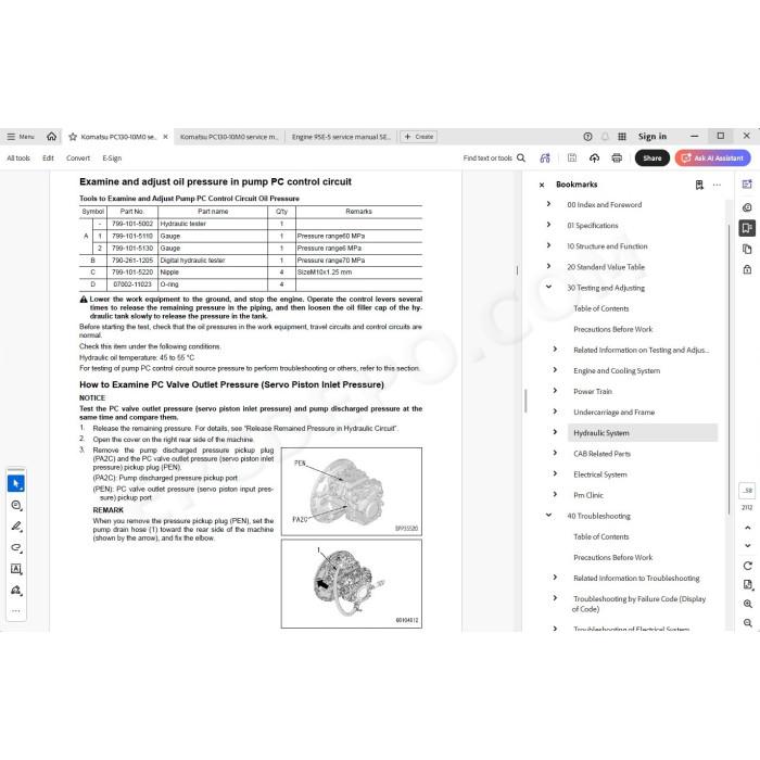 Komatsu Excavator PC130-10M0 service & repair manual