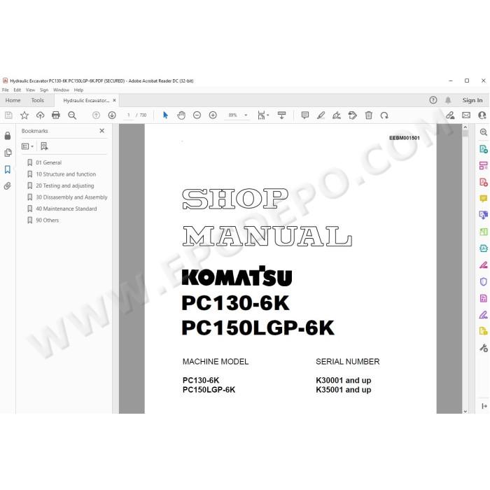 Komatsu Excavator PC130-6K PC150LGP-6K service & repair manual