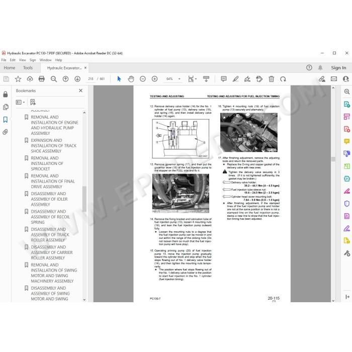 Komatsu Excavator PC130-7 service & repair manual
