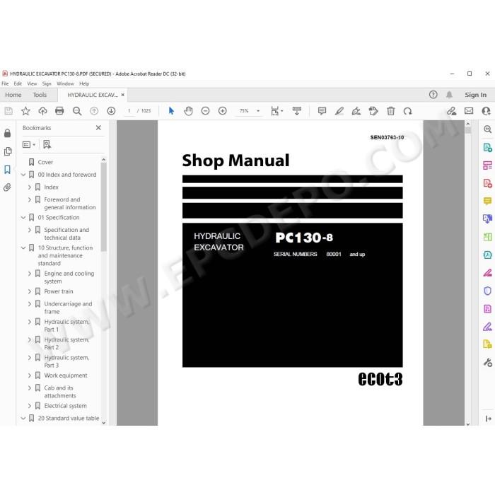 Komatsu Excavator PC130-8 service & repair manual