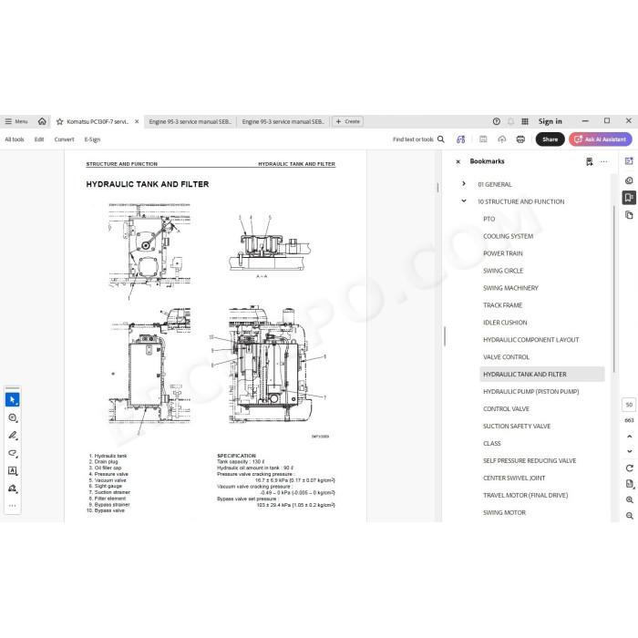 Komatsu Excavator PC130F-7 service & repair manual