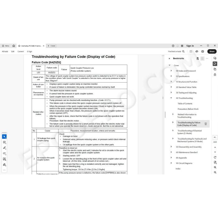 Komatsu Excavator PC138E-11 service & repair manual