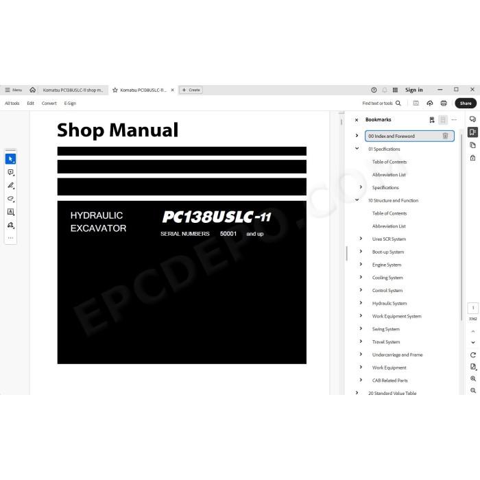 Komatsu Excavator PC138USLC-11 service & repair manual