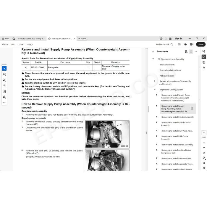 Komatsu Excavator PC138USLC-11 service & repair manual