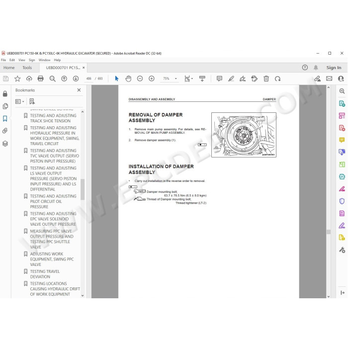Komatsu Excavator PC150-6K PC150LC-6K service & repair manual