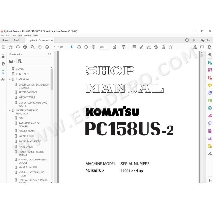 Komatsu Excavator PC158US-2 service & repair manual