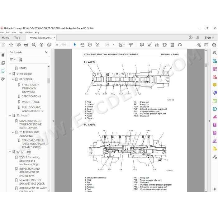 Komatsu Excavator PC160LC-7K PC180LC-7K service & repair manual