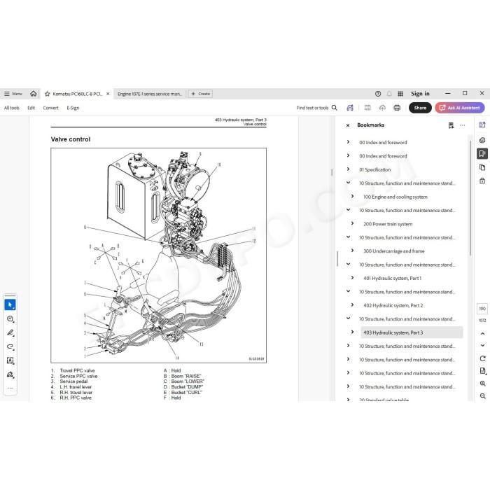 Komatsu Excavator PC160LC-8 PC190LC-8 PC190NLC-8 service & repair manual