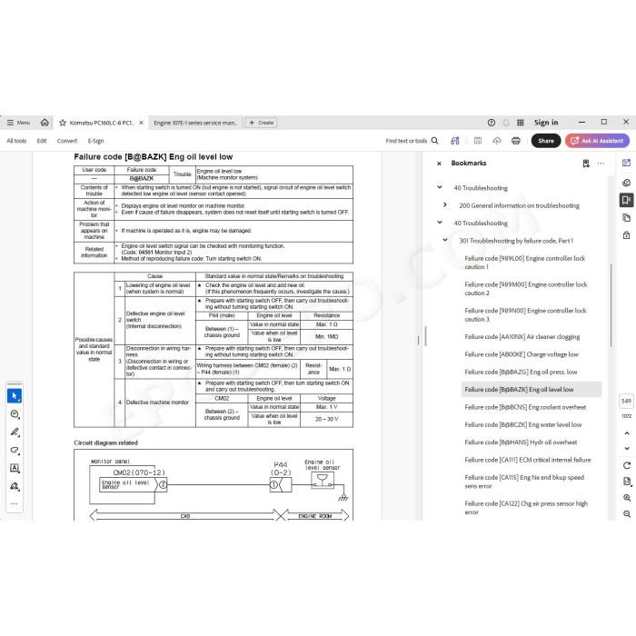 Komatsu Excavator PC160LC-8 PC190LC-8 PC190NLC-8 service & repair manual