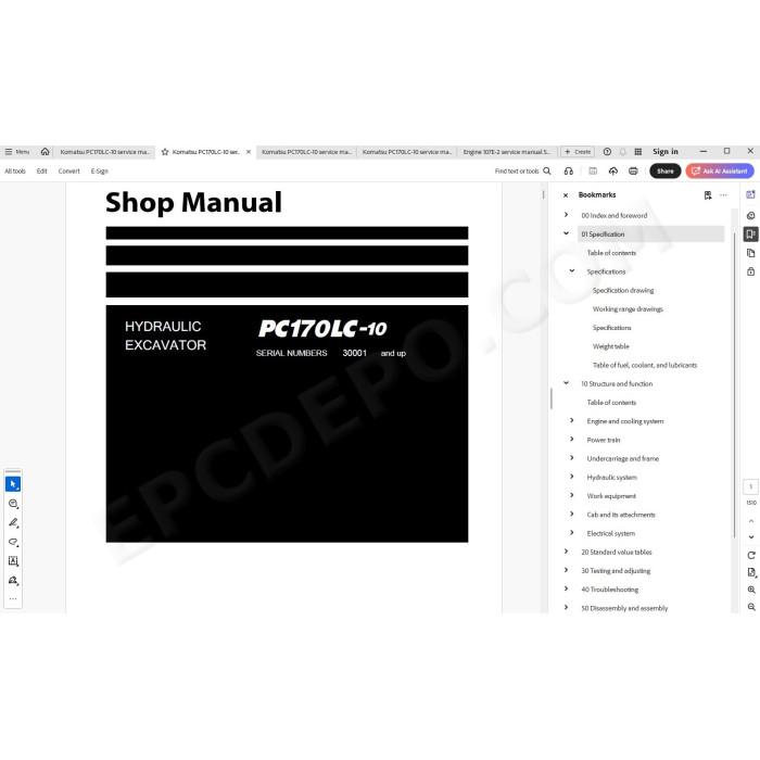 Komatsu Excavator PC170LC-10 service & repair manual