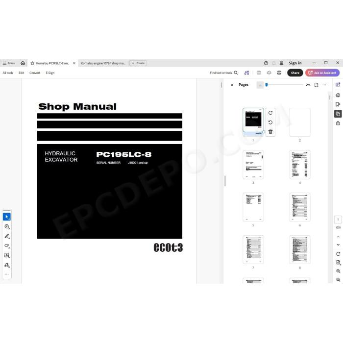 Komatsu Excavator PC195LC-8 service & repair manual