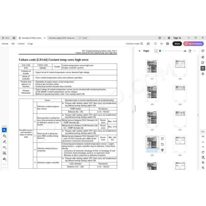 Komatsu Excavator PC195LC-8 service & repair manual