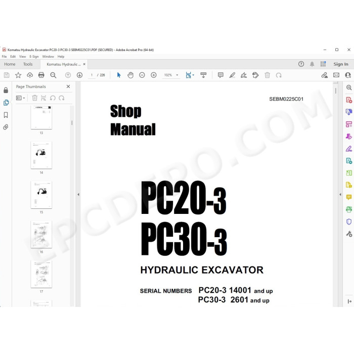 Komatsu Mini Excavator PC20-3 PC30-3 service manual