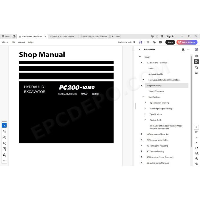 Komatsu Excavator PC200-10M0 service & repair manual