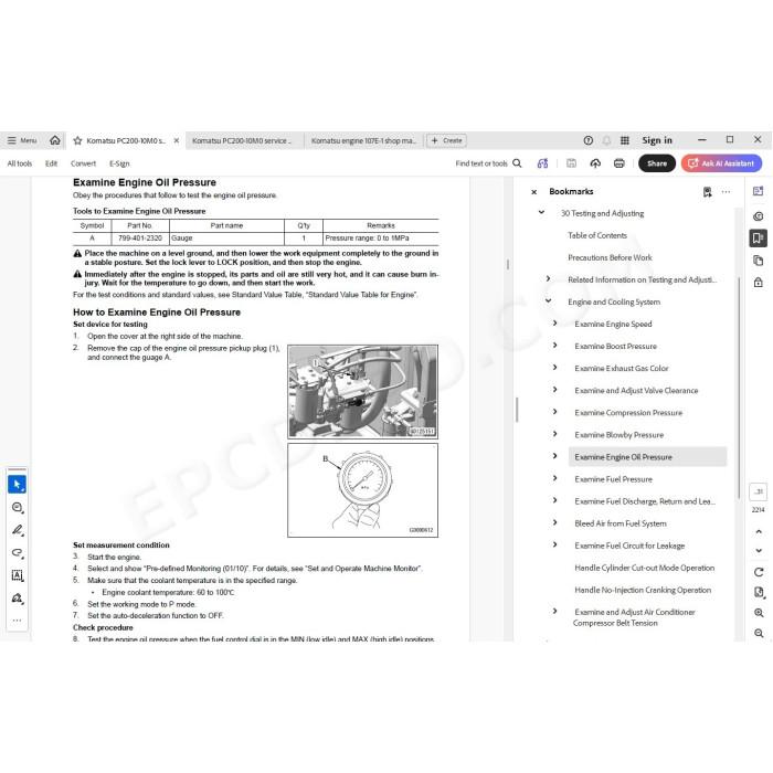 Komatsu Excavator PC200-10M0 service & repair manual
