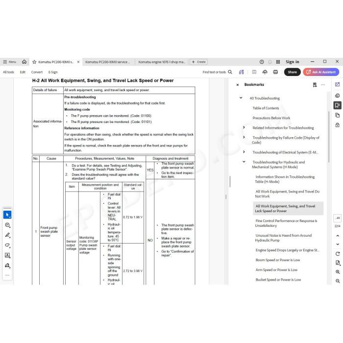Komatsu Excavator PC200-10M0 service & repair manual