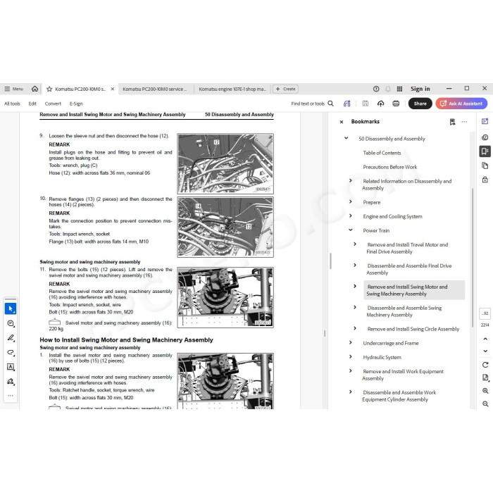 Komatsu Excavator PC200-10M0 service & repair manual