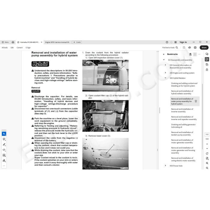 Komatsu Excavator PC200-8E0 PC200LC-8E0 Hybrid service & repair manual