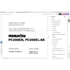 Komatsu Excavator PC200EN-6K PC200EL-6K service & repair manual