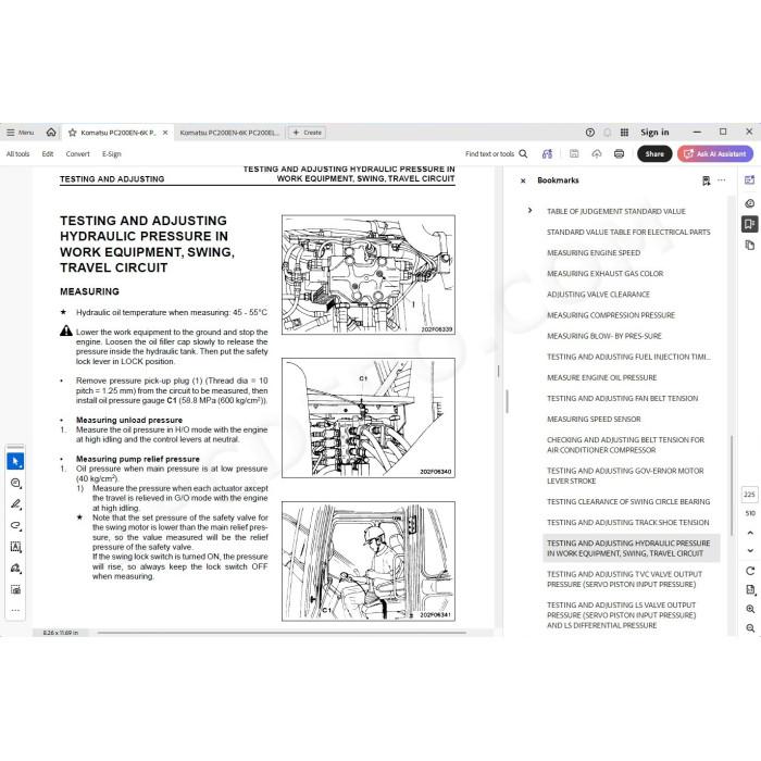 Komatsu Excavator PC200EN-6K PC200EL-6K service & repair manual