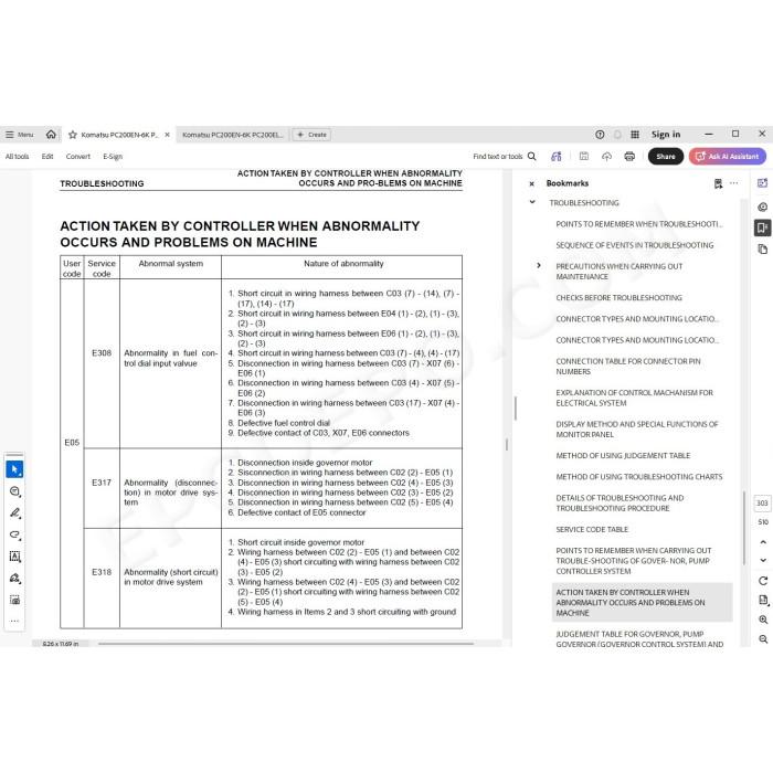 Komatsu Excavator PC200EN-6K PC200EL-6K service & repair manual