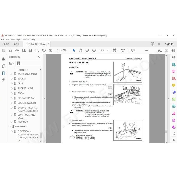 Komatsu Excavator PC200LC-6LE PC210LC-6LE PC220LC-6LE PC250LC-6LE service & repair manual