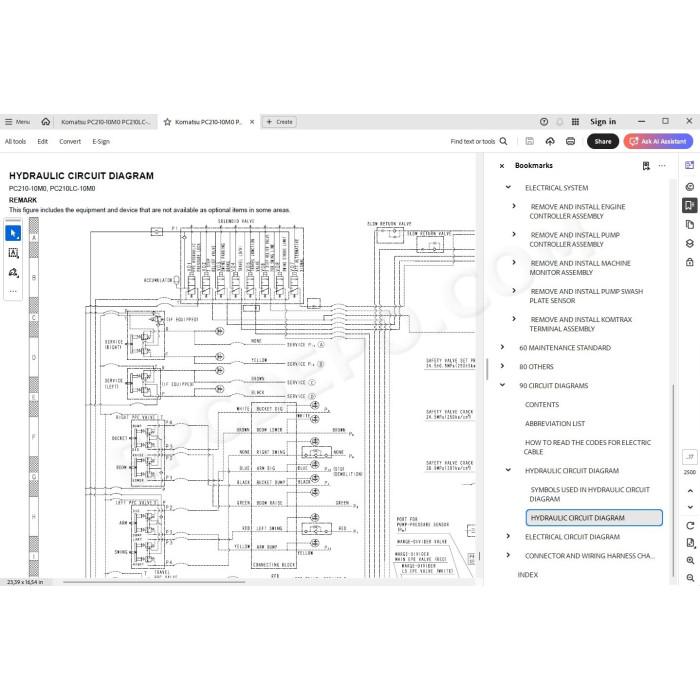 Komatsu Excavator PC210-10M0 PC210LC-10M0 parts + service manual