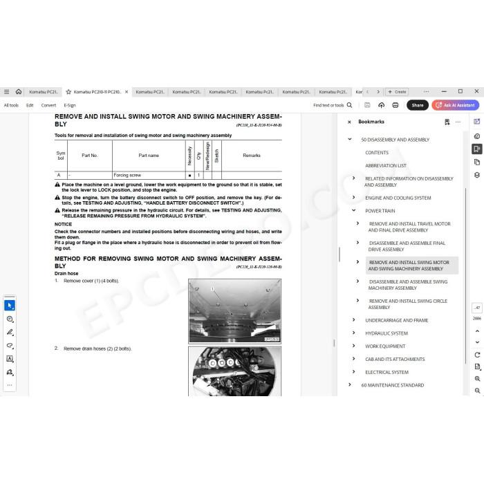 Komatsu Excavator PC210-11 PC210LC-11 PC210NLC-11 PC230NHD-11 service & repair manual