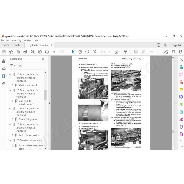 Komatsu Excavator PC210-8 PC210LC-8 PC210NLC-8 PC230NHD-8 PC240LC-8 PC240NLC-8 service manual