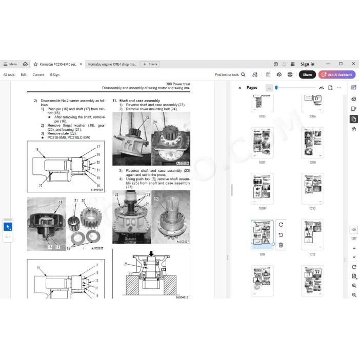 Komatsu Excavator PC210-8M0 PC210LC-8M0 service & repaIr manual