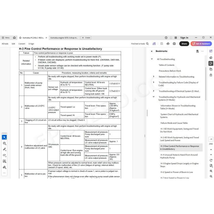 Komatsu Excavator PC210LC-11E0 service manual