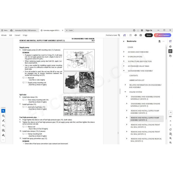 Komatsu Excavator PC210LC-11E0 service manual