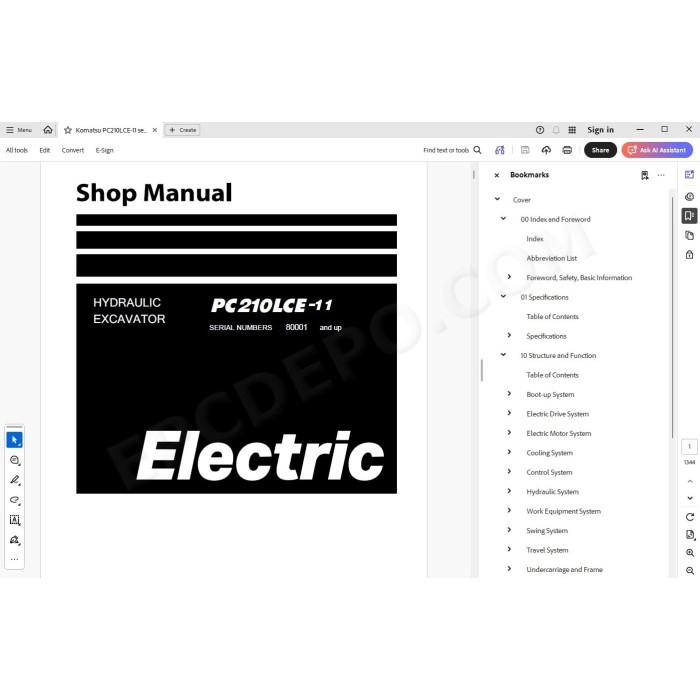 Komatsu Excavator PC210LCE-11 service & repair manual