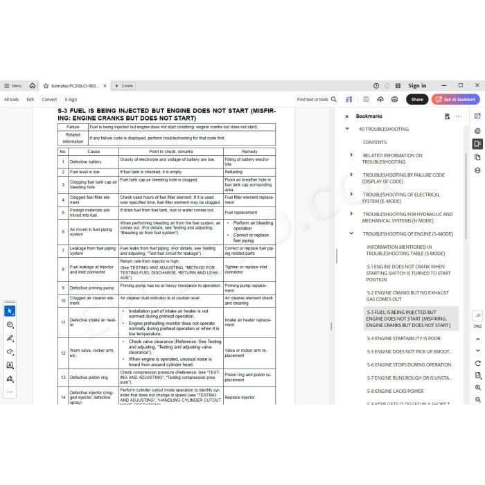 Komatsu Excavator PC210LCI-11E0 service & repair manual