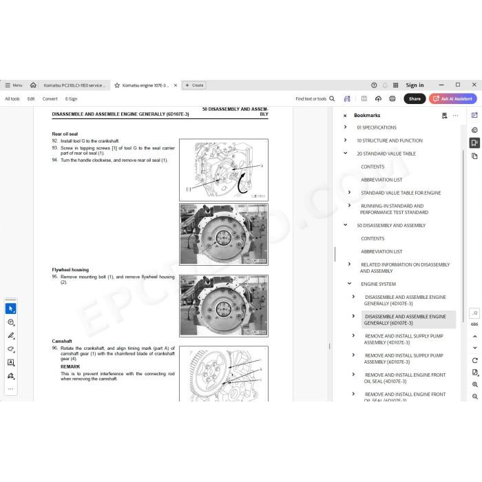 Komatsu Excavator PC210LCI-11E0 service & repair manual