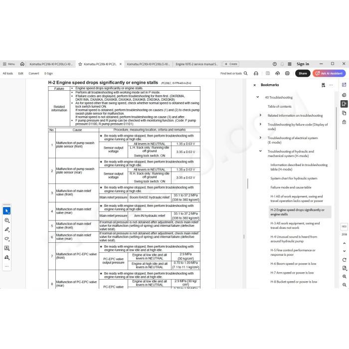 Komatsu Excavator PC210i-10 PC210LCi-10 service & repair manual