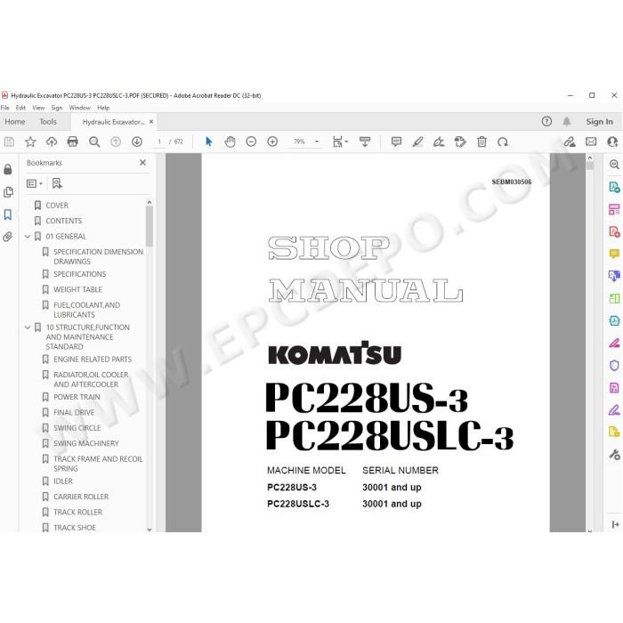 Komatsu Excavator PC228US-3 PC228USLC-3 service & repair manual