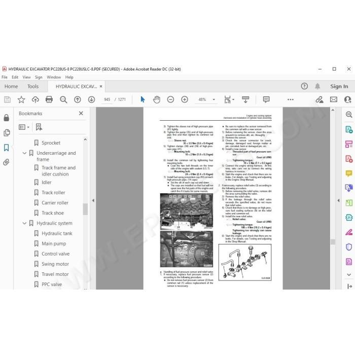 Komatsu Excavator PC228US-8 PC228USLC-8 service & repair manual