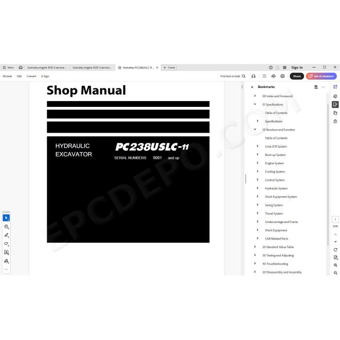 Komatsu Excavator PC238USLC-11 service manual