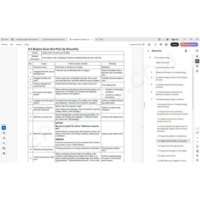 Komatsu Excavator PC238USLC-11 service manual