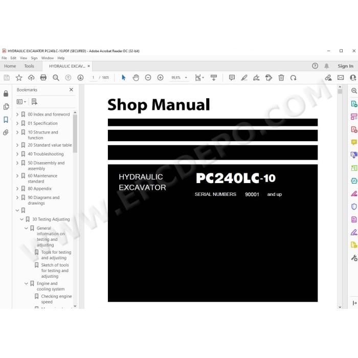 Komatsu Excavator PC240LC-10 PC240NLC-10 service & repair manual