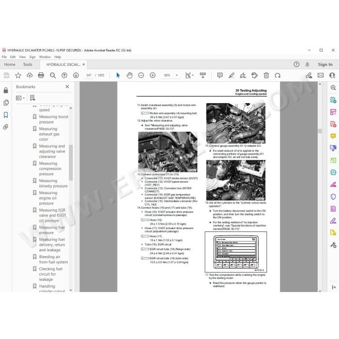 Komatsu Excavator PC240LC-10 PC240NLC-10 service & repair manual