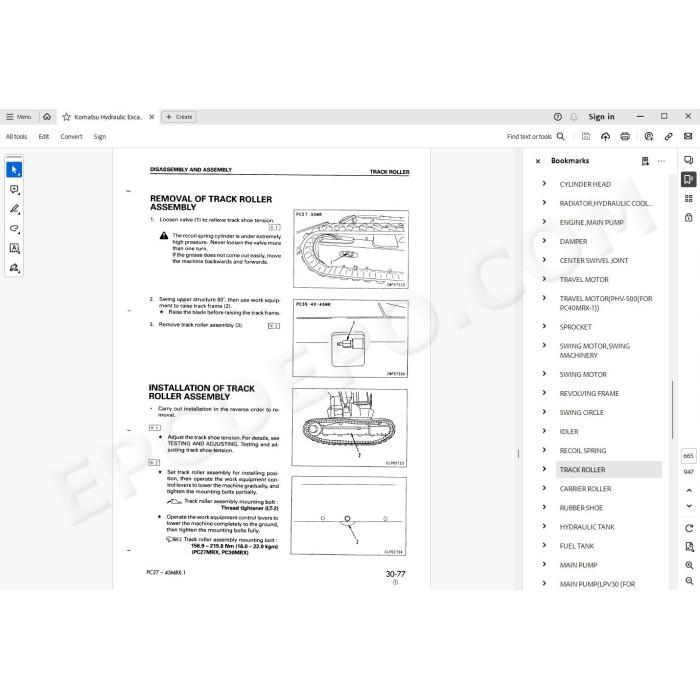 Komatsu Excavator PC27MRX-1 PC30MRX-1 PC35MRX-1 PC40MRX-1 PC45MRX-1 service manual
